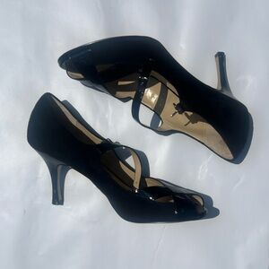 Anne Klein Black Open Toe Heels with Strap